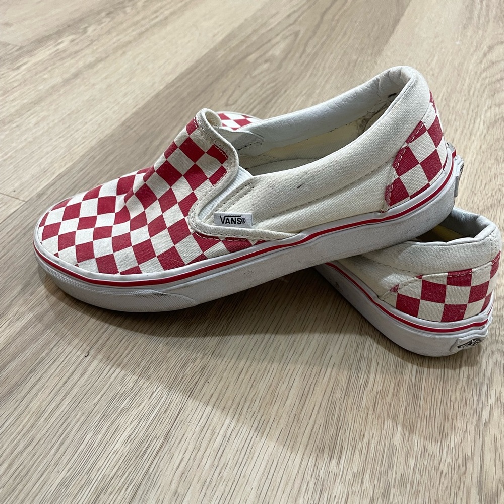 vans slip ons red and white